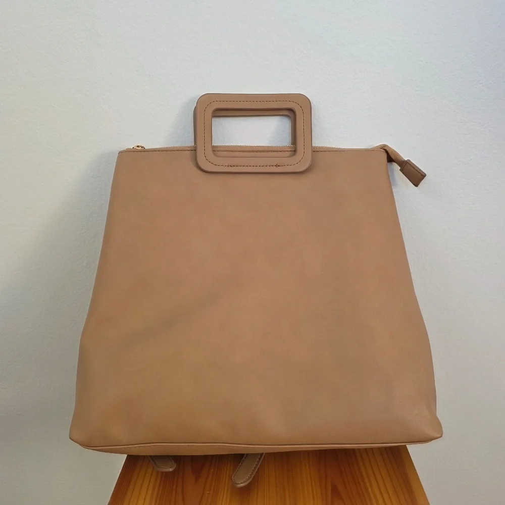 Summer & Rose Vegan Leather Backpack Tote Bag in Beige - NWOT
